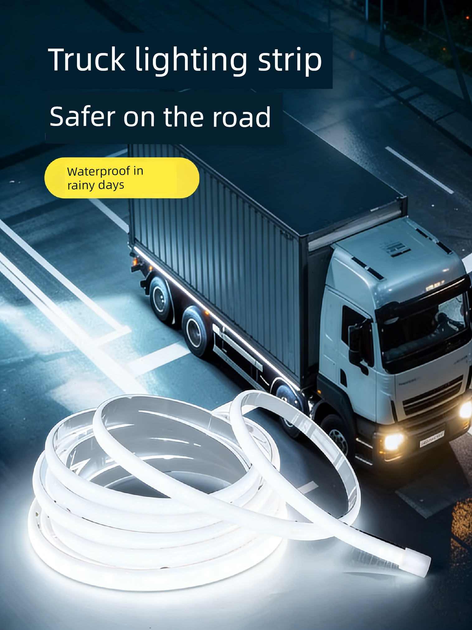 Outdoor Waterproof Ultra-Bright Light Strip for Trucks, 24V Low-Voltage Compartment Side Light, Strong Led Light Strip, Special Lighting for Ground Illumination