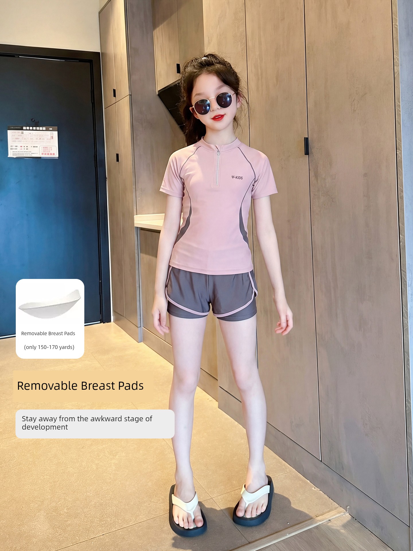 Girls' Two-Piece Swimsuit for Older Children, 2026 Summer New Model, Quick-Dry Professional Training Swimwear for Kids — 3