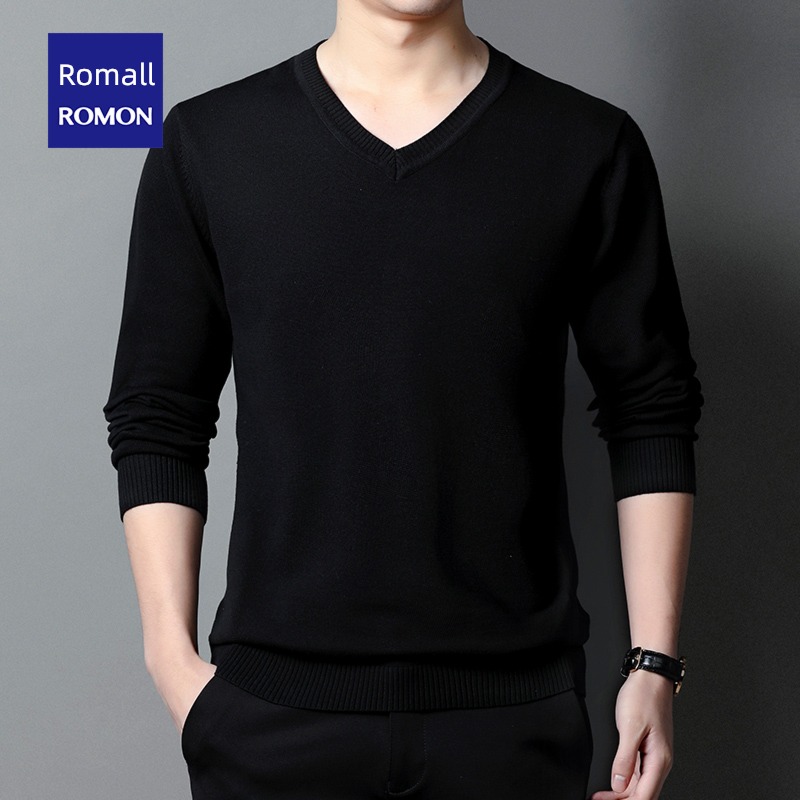 Romon business affairs leisure time pure cotton V-neck Condom sweater