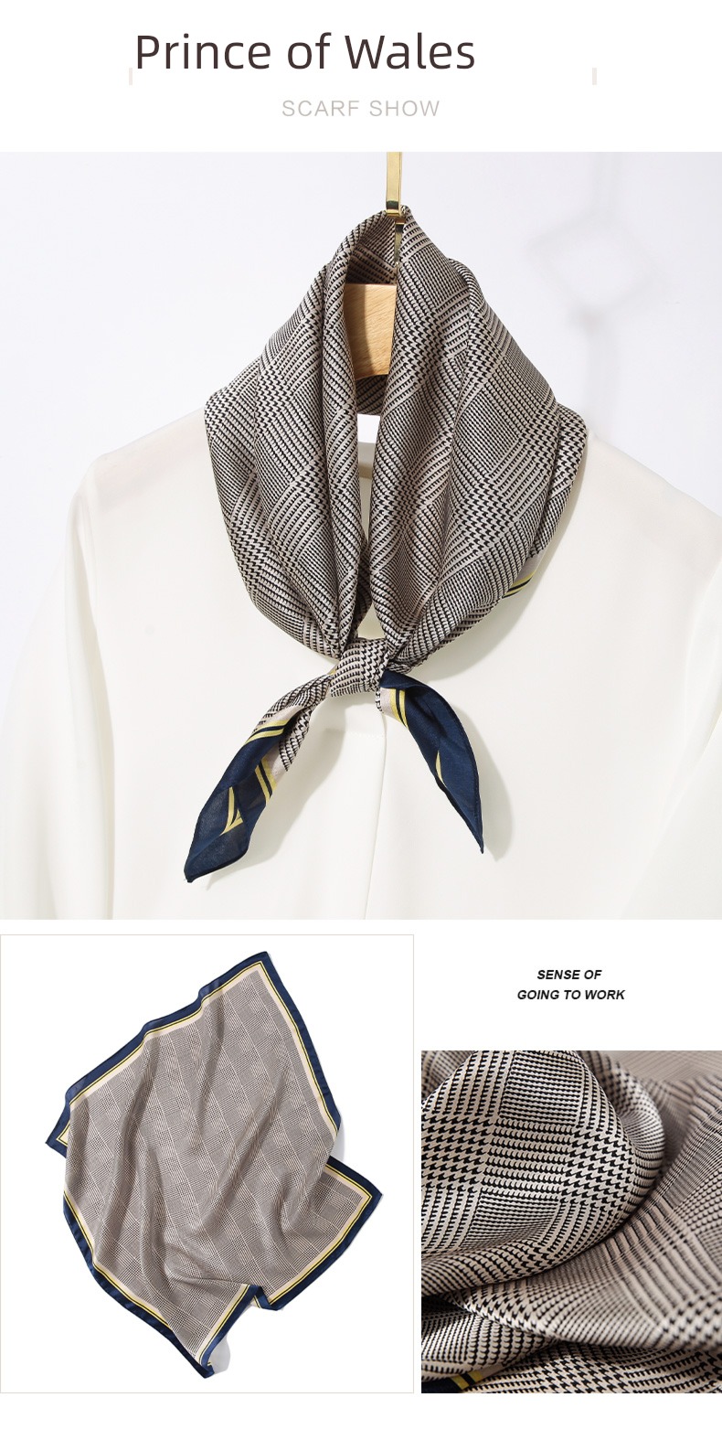 black and white stripe female Yang Caiyu Same collocation Silk scarf