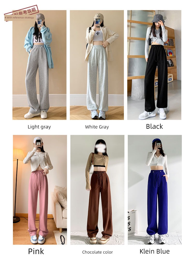 Fat mm pear-shaped body  Apple type leisure time Wide leg pants