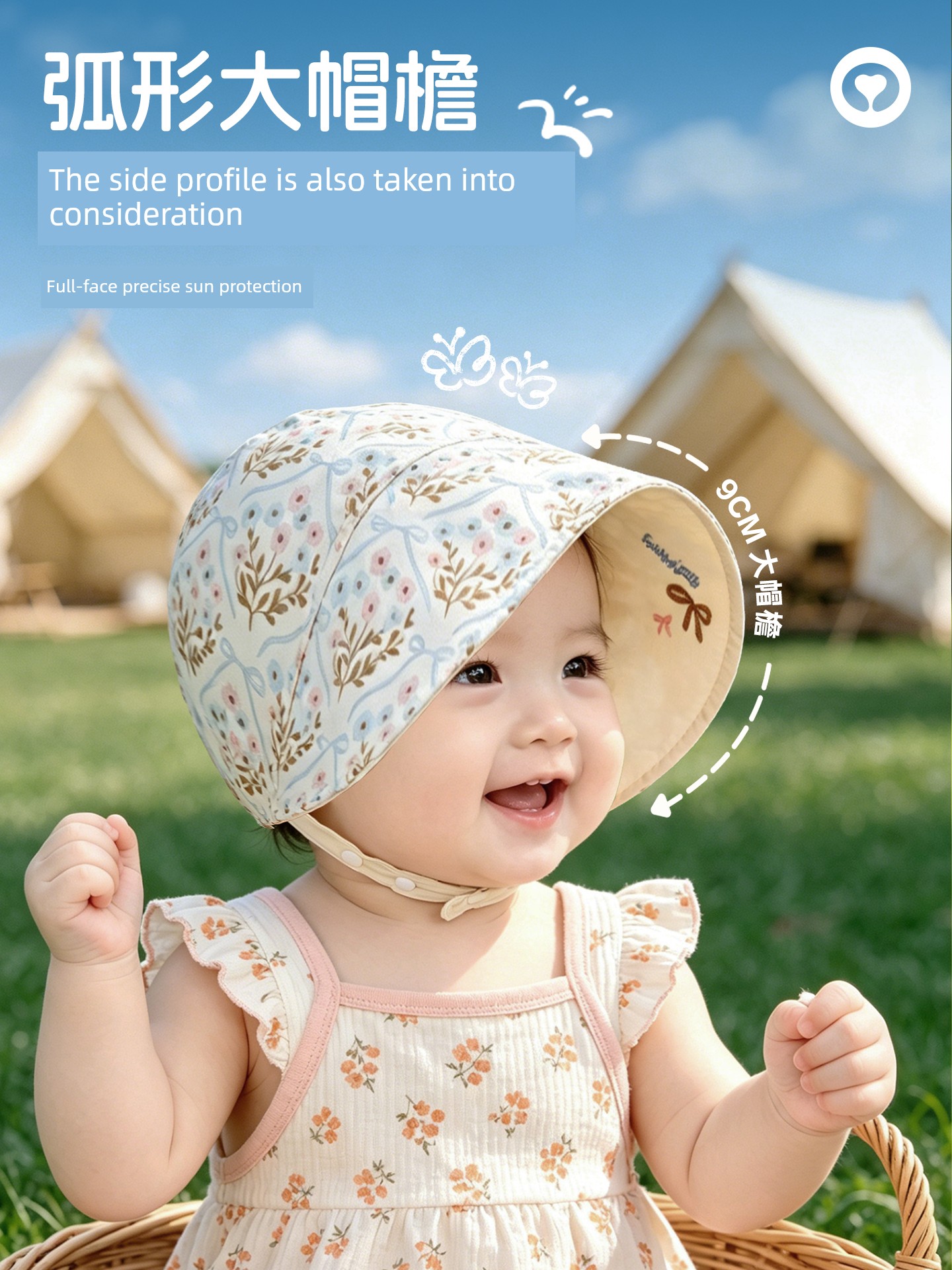 Baby Hat Summer Thin Sun Protection Hat Class a Pure Cotton Children's Sunshade Hat for Boys and Girls Newborns and Infants for Outdoor Use — 4