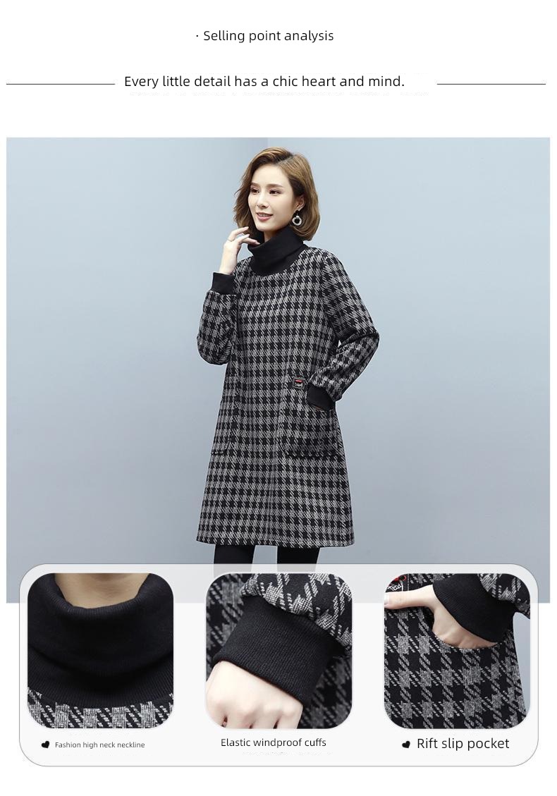 Autumn and winter thickening Plush houndstooth  Foreign style Dress