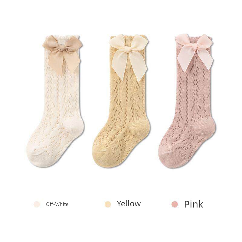 Baby Socks for Girls, Summer Mesh Breathable Bowknot Cute Anti-Mosquito Socks, Over-The-Knee Loose Fit That Doesn'T Squeeze the Legs — 4
