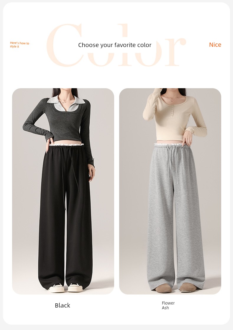 Maternity Pants for Spring and Autumn, Thin Style for Outerwear, 2026 New Model, Non-Tight on the Belly, Petite Size, Lace Drawstring Wide-Leg Pants, — 9