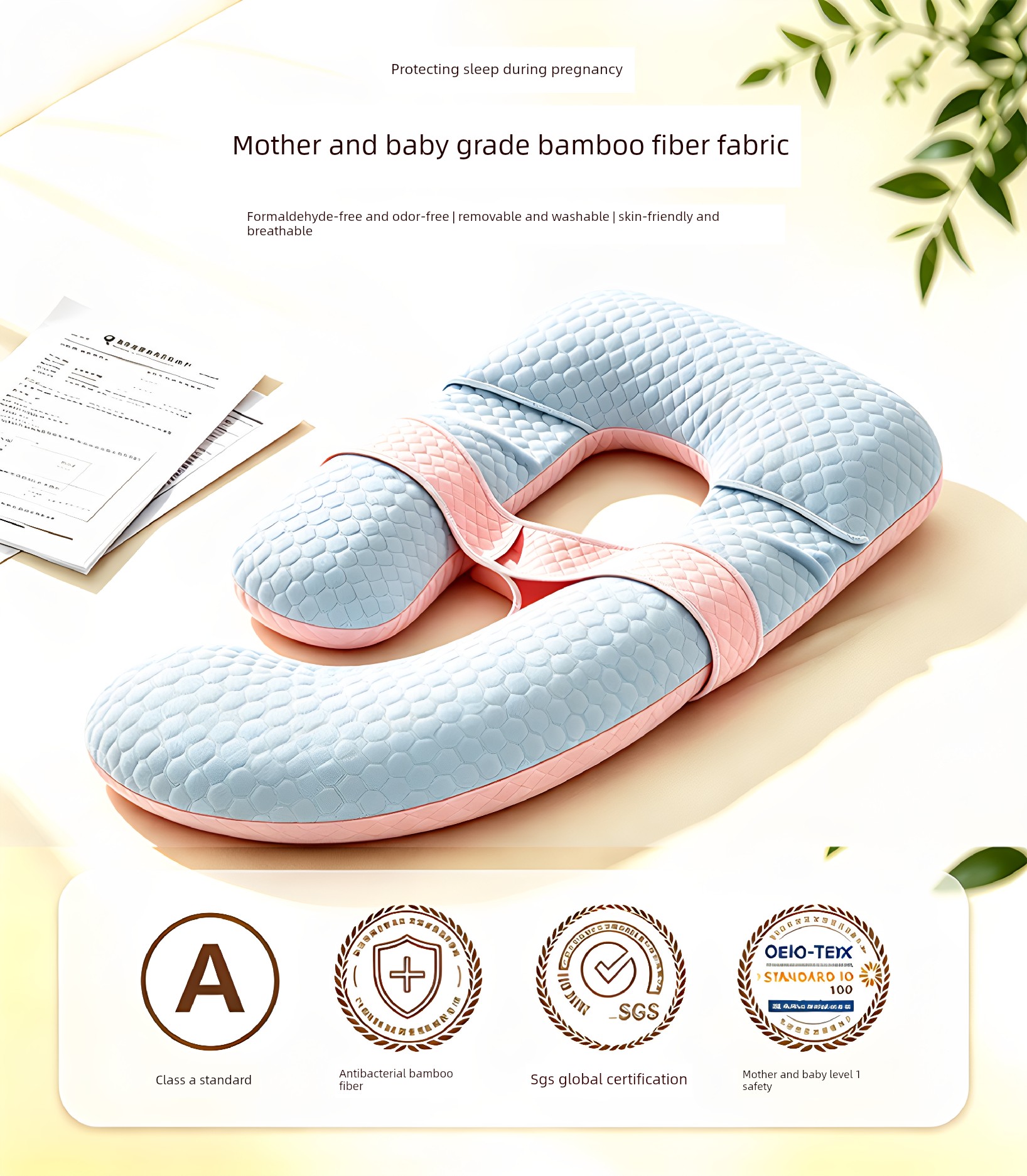 Pregnancy Pillow for Waist Support, Side Sleeping, Belly Support, Side-Lying Pillow, Pregnancy-Specific Sleeping Pillow, Special Pillow for Late Pregnancy — 3