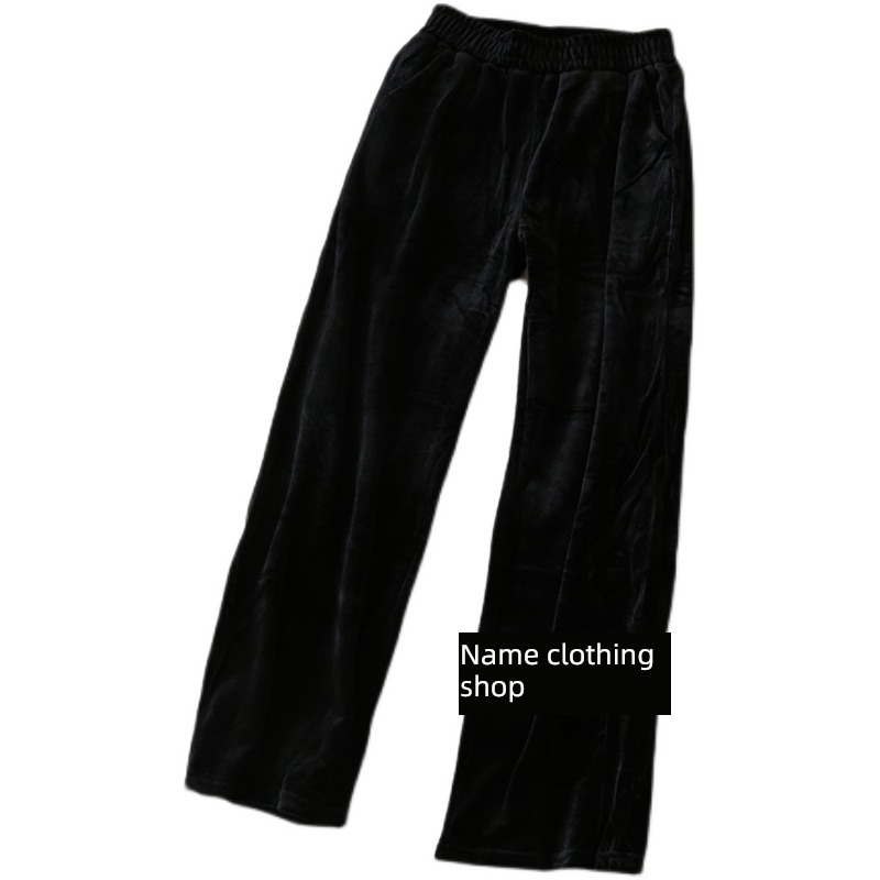 tooth single velvet Tightness High waist Self-cultivation Wide leg pants