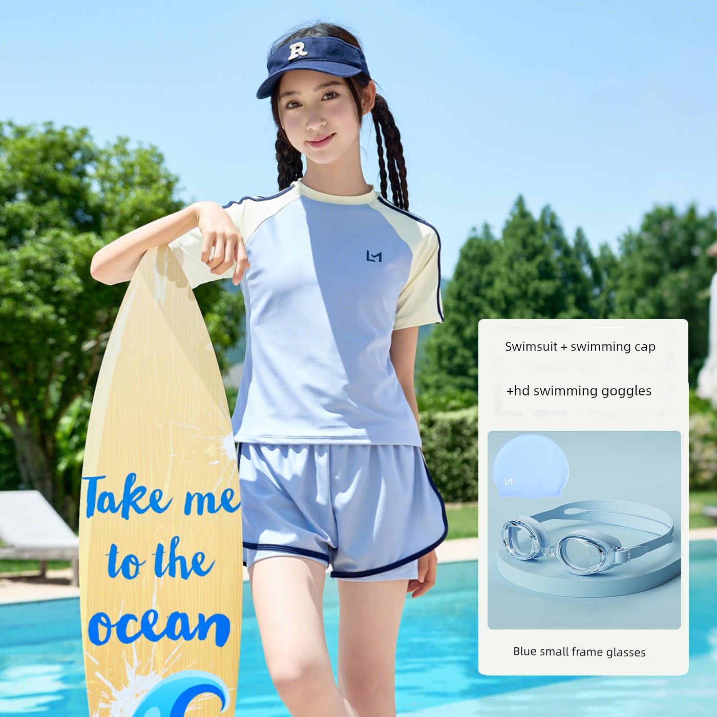 Girls' Swimsuit 2026 New Summer Model for Junior High School Girls with Chest Pads, Quick-Drying Two-Piece Swimwear for Older Children — 5