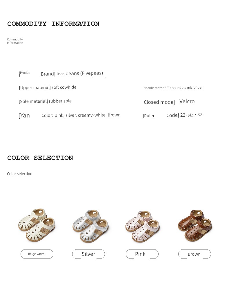 Fivepeas Cowhide Summer Lolita Children's Sandals — 3
