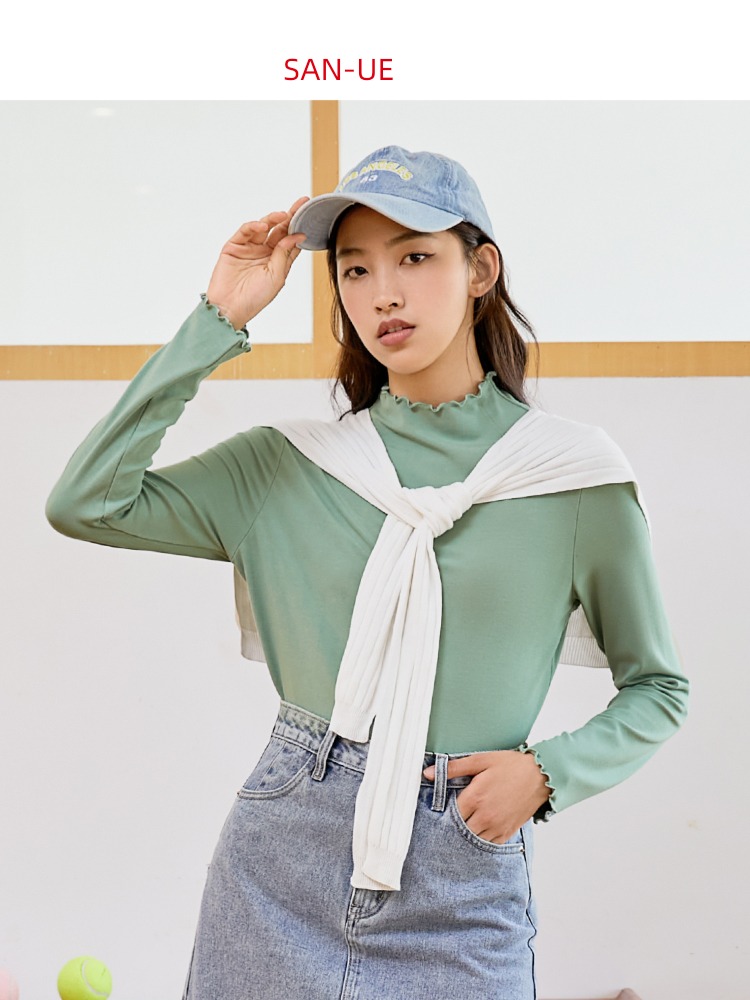 Sanfu Long sleeve T-shirt Self-cultivation Agaric edge Undershirt