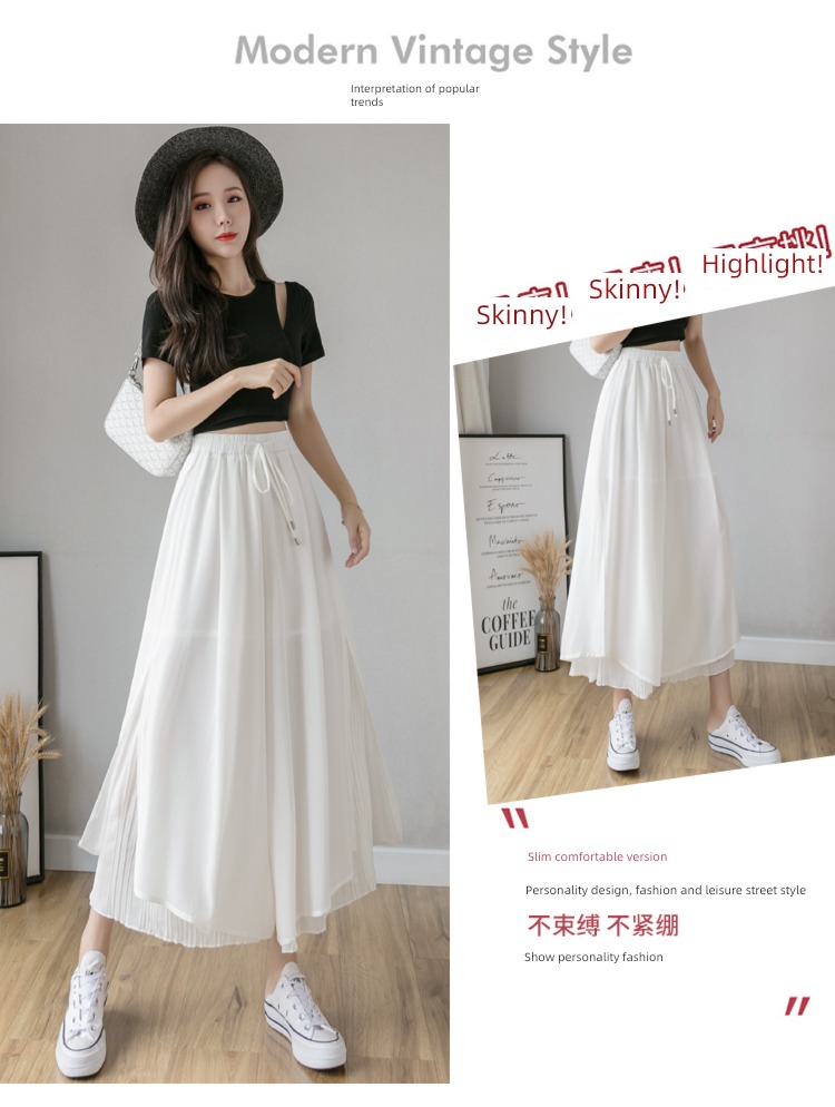 fashion fold High waist Sagging sensation Thin money Nine points Wide leg pants