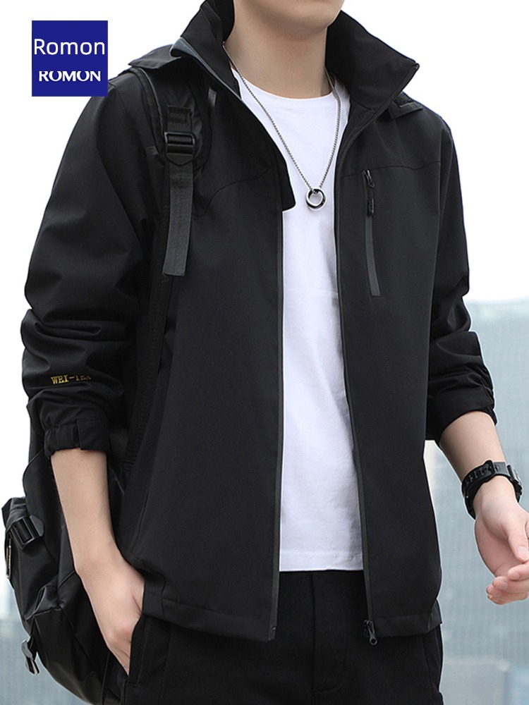 Romon autumn Hooded motion leisure time man loose coat