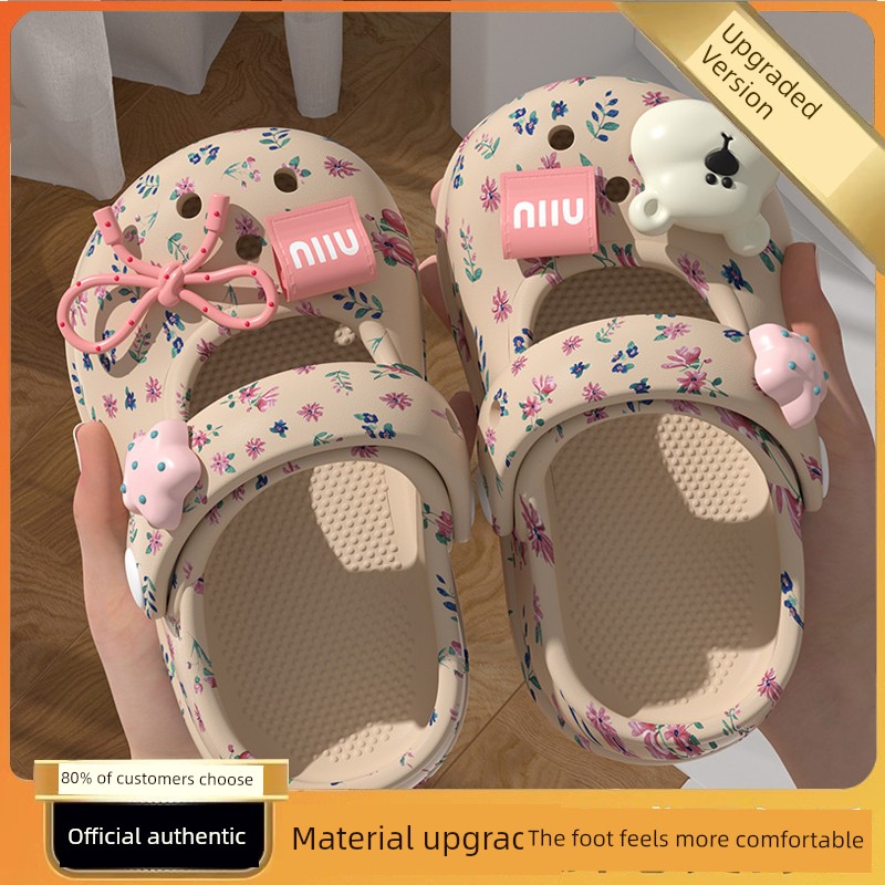 2026 New Children's Beach Sandals Mary Jane Clogs for Girls Summer Floral Bow Girls Princess Shoes — 6