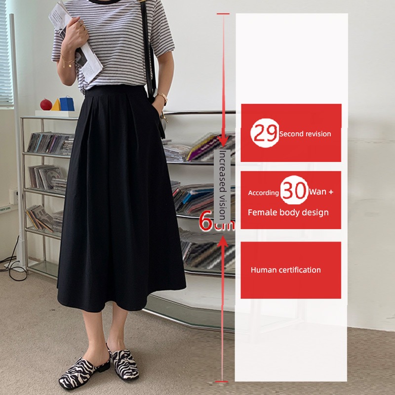 white Half body Medium and long term High waist Show thin Pleated skirt