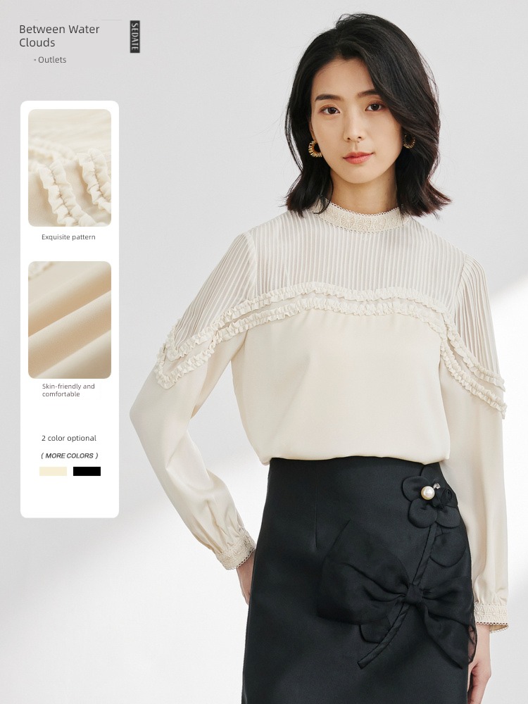 Between water and clouds Minority shirt Long sleeve stand collar jacket lace