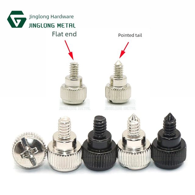 Computer case screw side plate lock hand screw American 6#-32*5*6 coarse teeth 3.5 pointed tail guide black