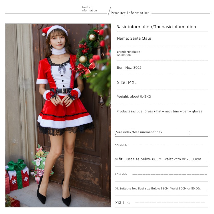 Christmas clothing adult ma'am Clothes & Accessories Christmas Dress festival party Dress up Santa Claus suit Stage outfit