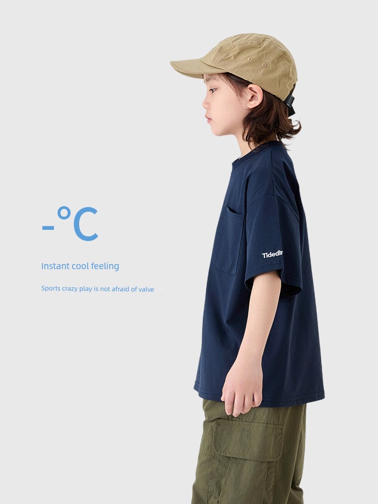 Dingdingjia Children's Clothing Boys' Short-Sleeved T-Shirt 2026 New Style Children's Casual Solid Color Loose Breathable Top for Boys Handsome 6 — 4