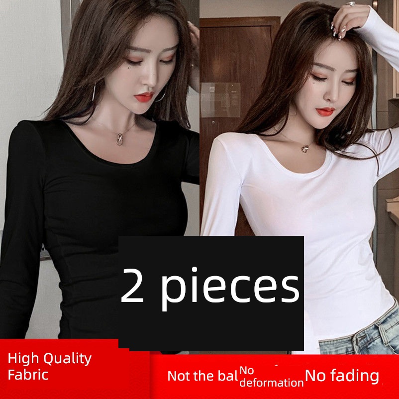 Long sleeve Solid color Self-cultivation Inner lap Wear out T-shirt Undershirt