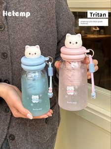 Hengdu Snowflake Straw Cup for Girls, High-Value Tritan Water Bottle for Students, Large Capacity Portable Cup for Summe