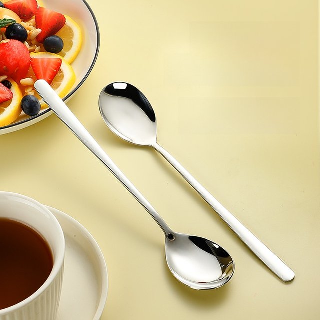 Guangyi 316 stainless steel eating spoon Korean long handle household soup spoon round spoon spoon spoon