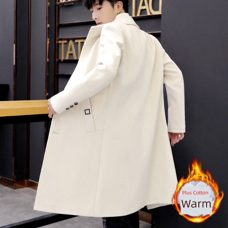 Over the knee Autumn and winter Chaopai Medium and long term woolen overcoat
