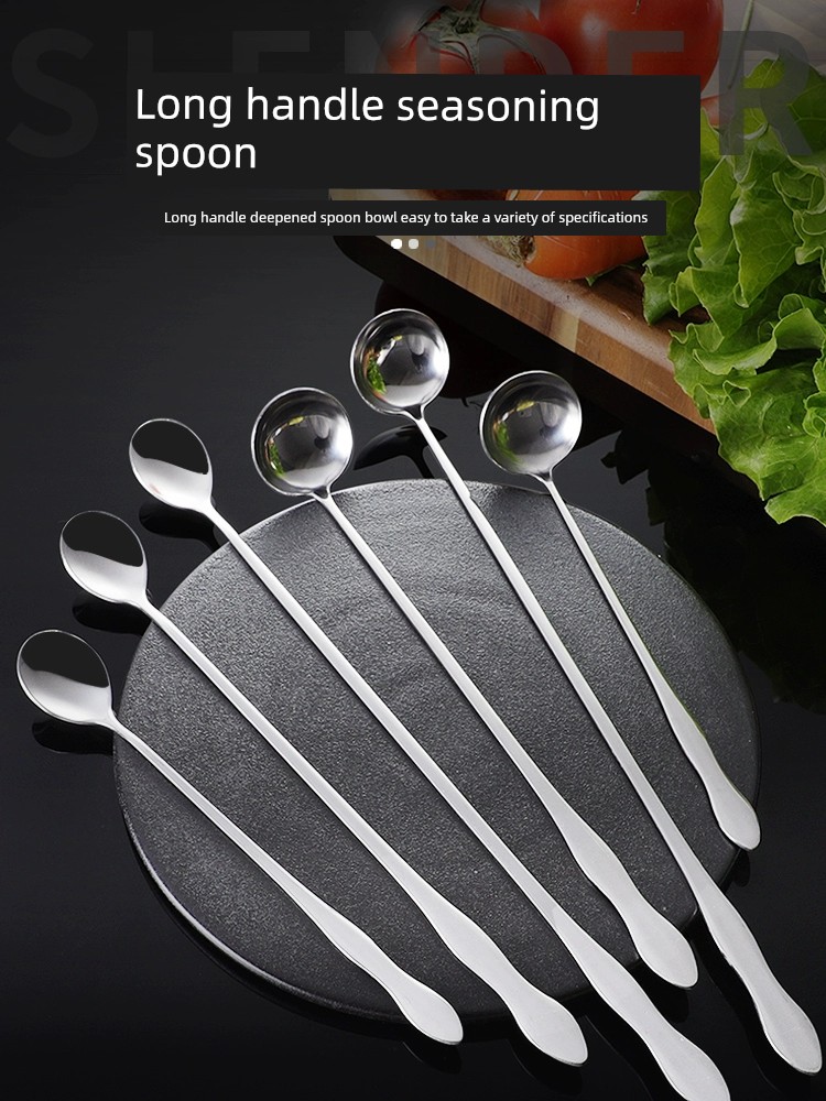 Round Head Long Creative Mini Honey Stainless Steel Spoon