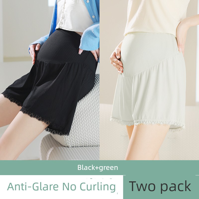 Maternity Safety Shorts with Skirt, Summer Thin Style, Loose Fit for Pregnancy, Ice Silk Shorts, Plus Size 100kg Leggings — 1