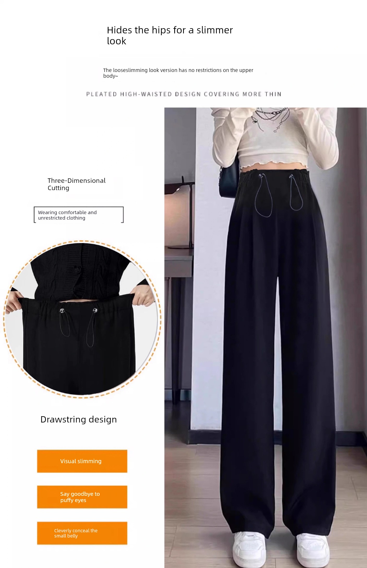 Maternity Pants for Outdoor Wear, Spring and Autumn 2026 New Style, Drawstring, No Belly Support, Plus Size, Petite, Straight-Leg Suit Pants, Wide-Leg Pants — 5