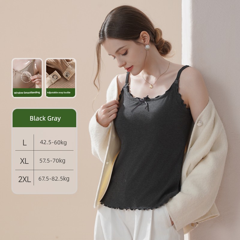 Adjustable Nursing Camisole with Breast Pads, Postpartum Breastfeeding Maternity Wear, Stylish Mom Outerwear, Anti-Sagging Base Layer — 4