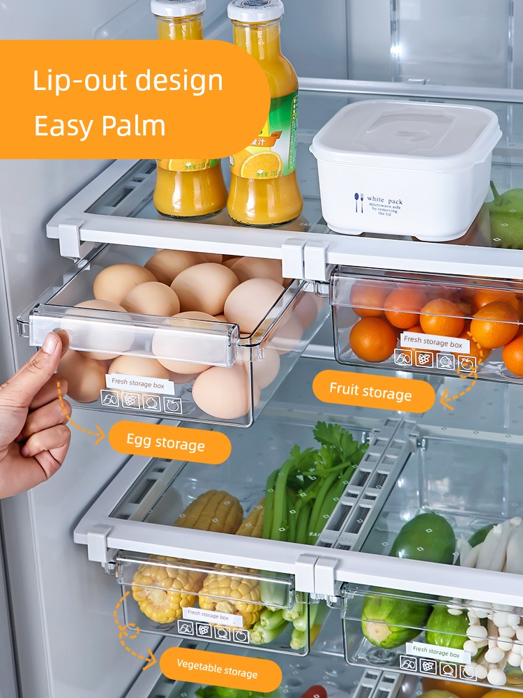 日式風格塑料食物收納盒可懸掛在冰箱或檯面上適用於廚房收納