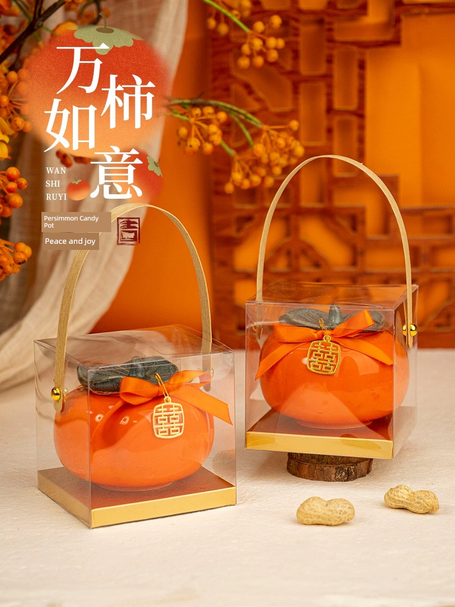 Candy Box Engagement Ceramic Finished Product Lucky Persimmon