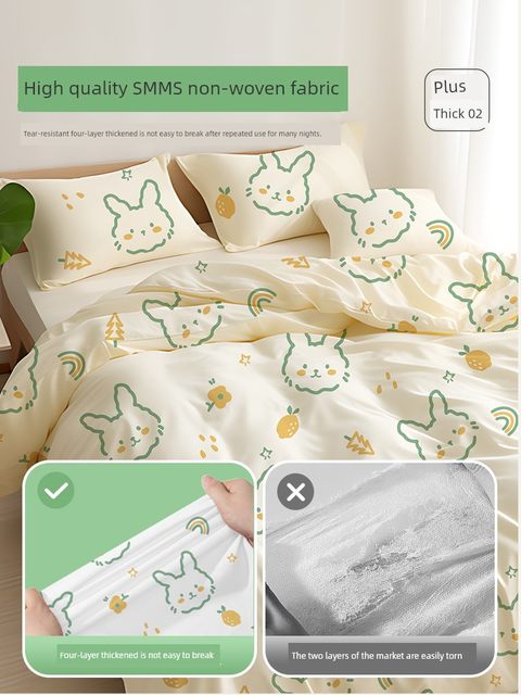 Disposable bed sheets, quilt covers, pillow covers, bed covers, dirty and sterilized free travel hotel double four-piece bedding