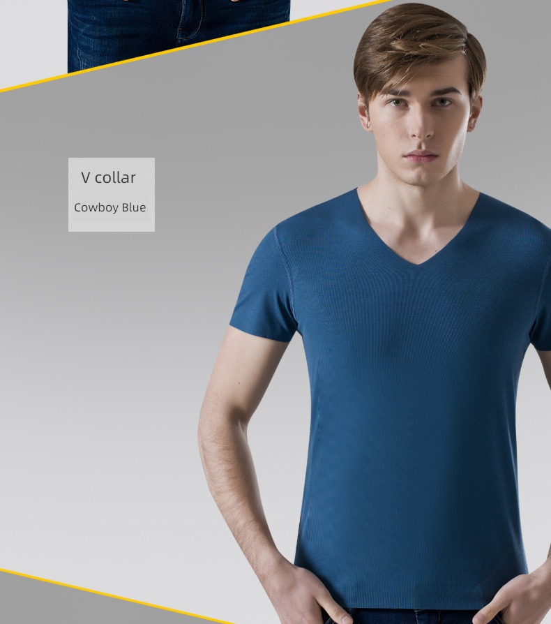 modal  man V-neck Tight fitting Undershirt Short sleeve T-shirt