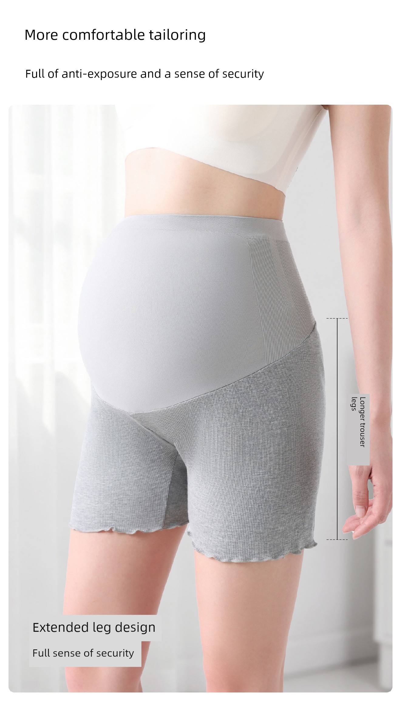 Yeehoo Maternity Safety Shorts Summer Thin Leggings 26 New High-Waisted Belly Support Seamless Anti-Exposure Three-Quarter Leggings — 9