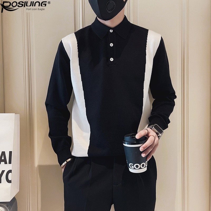 Chaopai sweater Lapel Inner lap man Polo shirt