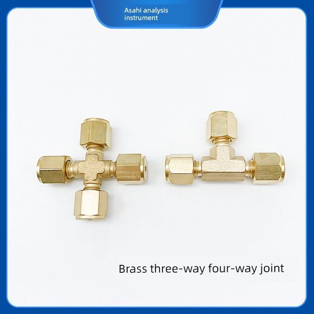 Brass tee connector 1/8-inch 3mm copper tube sleeve connector Replaces Agilent chromatographic connector