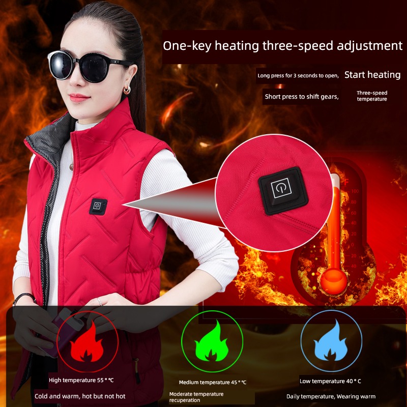 USB intelligence temperature control charge Self heating clothes Vest