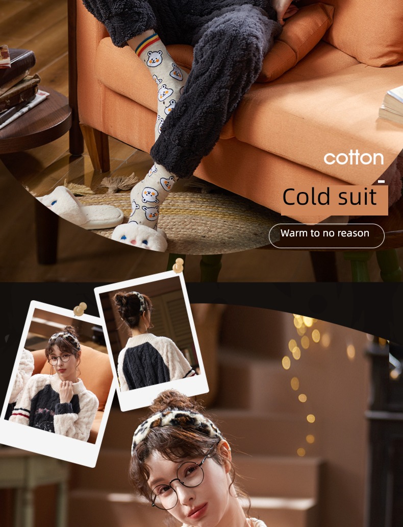 Coral velvet female spring and autumn winter keep warm flange pajamas