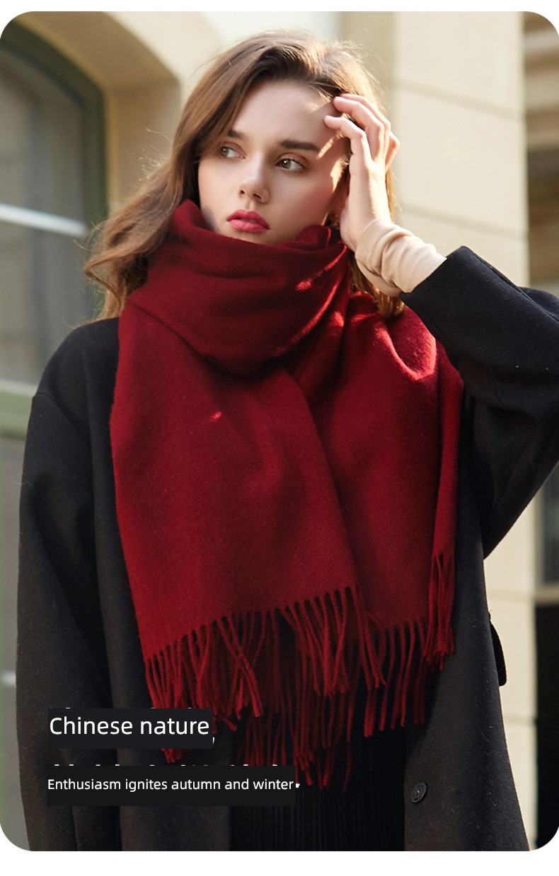 Link 100% Pure wool scarf female winter keep warm Versatile white Neckline Shawl schoolboy mom a birthday present