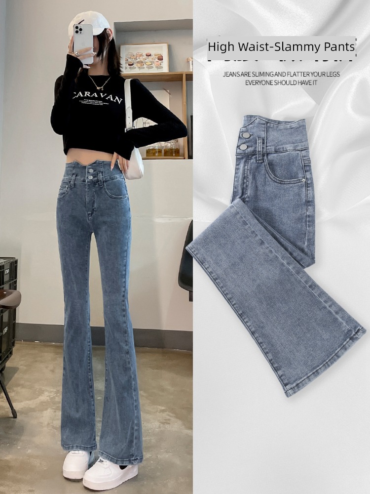 Microla High waist Self-cultivation winter Plush Mopping Jeans