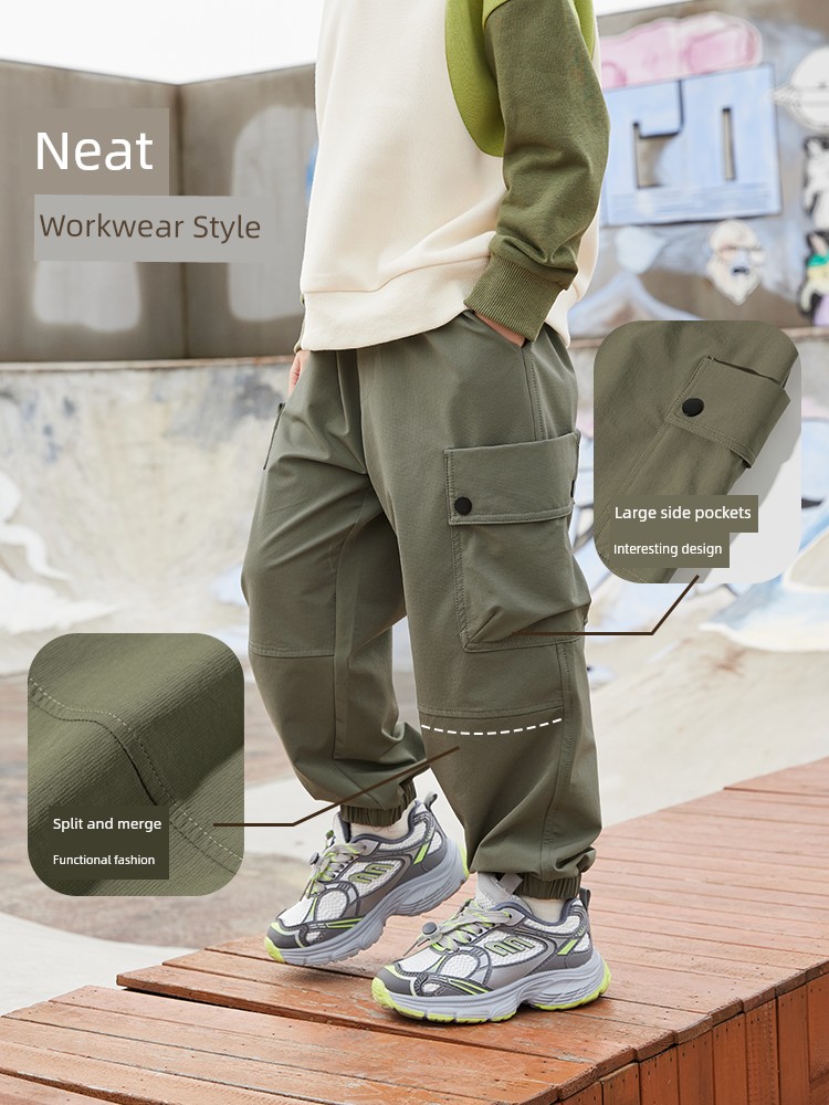 Piggy Banner Children's Cargo Pants Boys' Pants Autumn New Long Pants Big Kids Autumn Outdoor Waterproof Hiking Pants Pc — 3