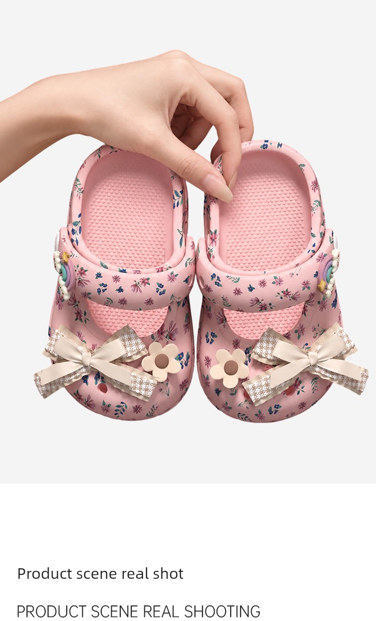 2026 New Children's Beach Sandals Mary Jane Clogs for Girls Summer Floral Bow Girls Princess Shoes — 10