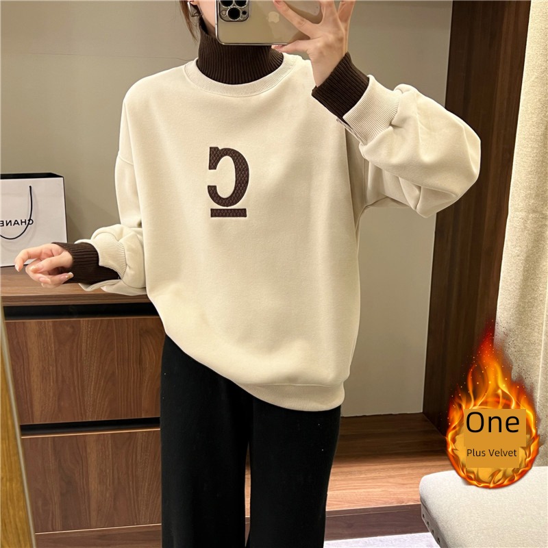 fashion winter ma'am High collar Plush Lazy wind Sweater