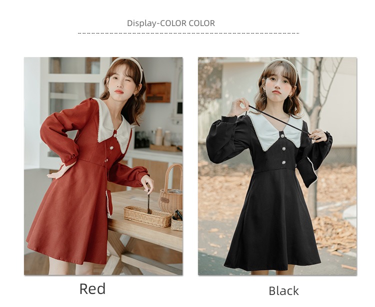 Retro Fengzi female Autumn and winter unique Long sleeve Dress