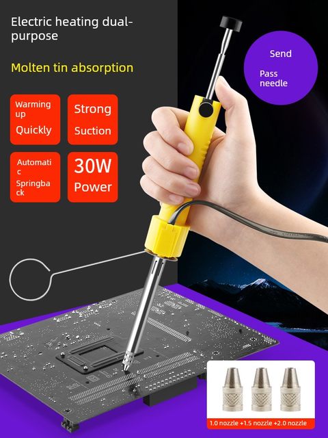 Electric heating tin suction device electric soldering iron electric tin suction gun pump automatic soldering powerful vacuum tin removal desoldering tool