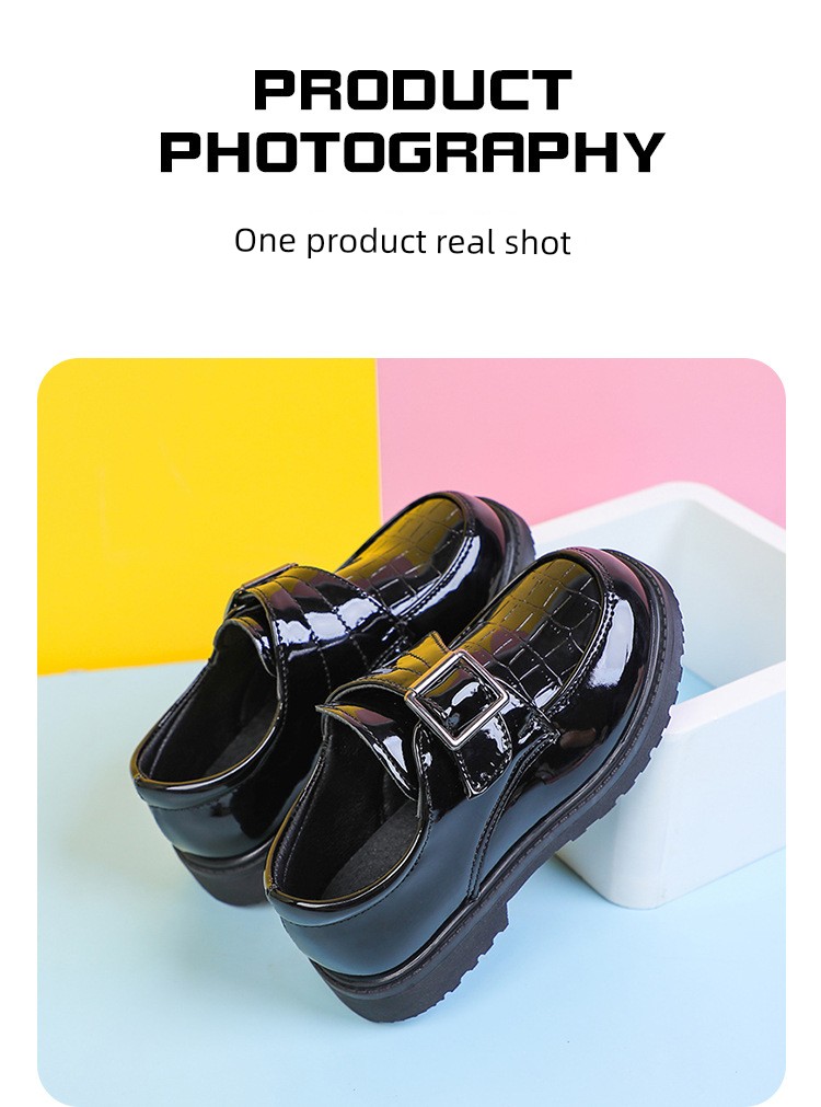Boys' Black Leather Shoes, British Style, Casual and Stylish, Comfortable for Men, Great for Summer, Very Attractive, Student Shoes, 2026 New Model — 12