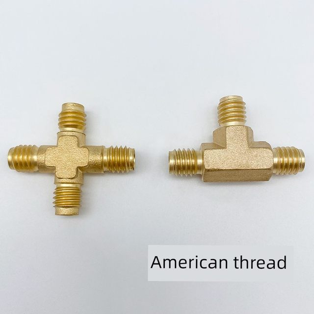 Brass tee connector 1/8-inch 3mm copper tube sleeve connector Replaces Agilent chromatographic connector