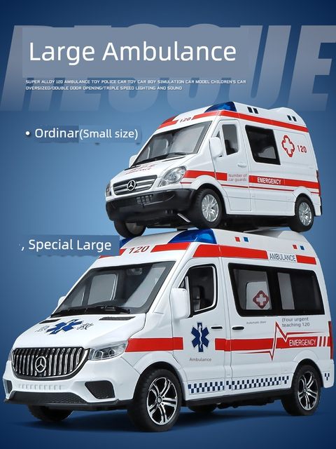 Extra large alloy ambulance toy car model boy extra large simulation child girl doctor play house