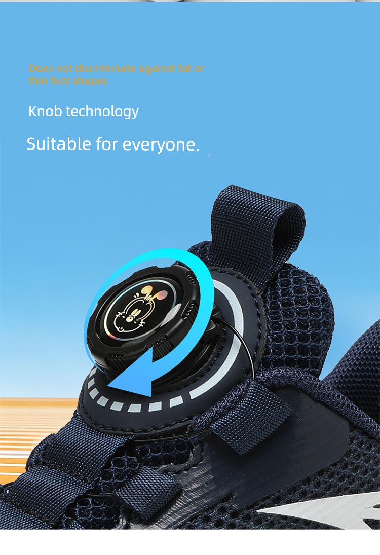 Babudou Kidsren's Shoes Boys' Sports Shoes 2026 Autum New Style Rotating Button Mesh Breathable Kidsren's Running Shoes — 8